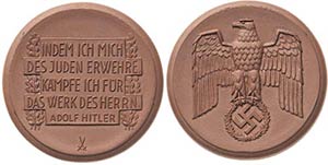 Drittes Reich  Braune Porzellanmedaille o.J. ... 