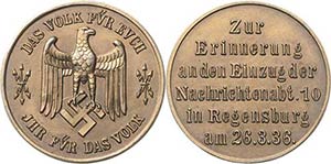Drittes Reich  Bronzierte Zinnmedaille 1936 ... 
