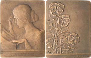 Jugendstil  Bronzeplakette o.J. (Jeanne ... 