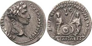 Kaiserzeit Augustus 27-14 v. Chr Denar 2/4, ... 