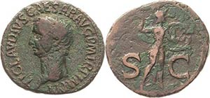 Kaiserzeit Claudius 41-54 As 42/43, Rom Kopf ... 