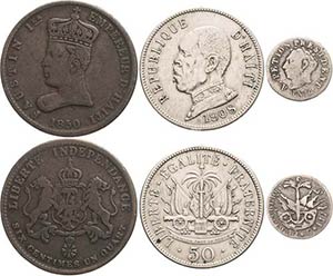 Haiti Lot-3 Stück 50 Centimes 1908. 12 ... 