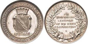 Brandenburg-Ansbach  Silbermedaille 1892 ... 