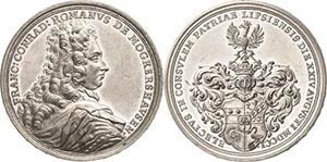 Leipzig  Zinnmedaille mit Kupferstift 1701. ... 
