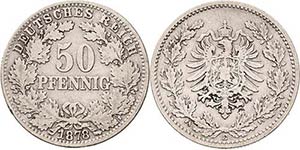 Kleinmünzen  50 Pfennig 1878 E  Jaeger 8 ... 
