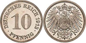Kleinmünzen  10 Pfennig 1913 E  Jaeger 13 ... 