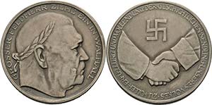 Drittes Reich  Silbermedaille 1934 (BB) Tod ... 