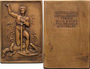 Erster Weltkrieg  Bronzeplakette 1915 (Mayer ... 