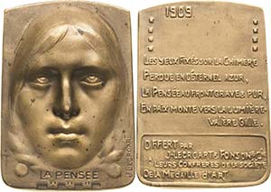 Jugendstil  Bronzeplakette 1909 (Jean ... 