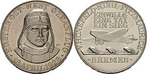 Luft- und Raumfahrt  Silbermedaille 1928 (J. ... 