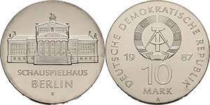 Gedenkmünzen  10 Mark 1987. Schauspielhaus  ... 