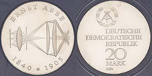 Gedenkmünzen Polierte Platte  20 Mark 1980. ... 