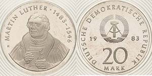 Gedenkmünzen Polierte Platte  20 Mark 1983. ... 