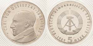 Gedenkmünzen Polierte Platte  5 Mark 1989. ... 