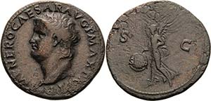 Kaiserzeit Nero 54-68 As 66, Rom Kopf mit ... 