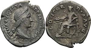 Kaiserzeit Sabina 119-137 Denar 128/136, Rom ... 