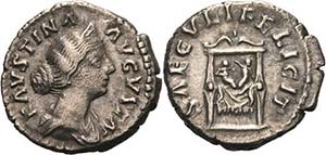 Kaiserzeit Faustina minor + 176 Denar, Rom ... 