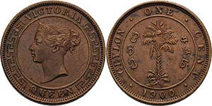 Ceylon Victoria 1837-1901 Cent 1900.  KM 92 ... 
