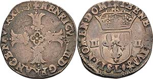 Frankreich Heinrich IV. 1589-1610 1/4 Écu ... 