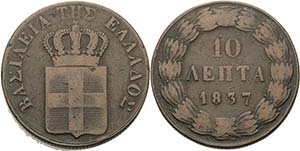 Griechenland Otto I. 1832-1862 10 Lepta ... 
