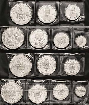 Guinea  Satz zu 7 Silbermünzen 1969. 10 ... 