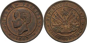 Haiti Republik 20 Centimes 1863.  KM 41 Fast ... 