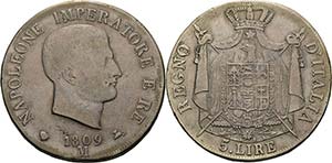 Italien-Lombardei Napoleon 1804-1814 5 Lire ... 