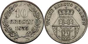 Polen-Krakau  10 Groszy 1835, Wien  Kopicki ... 