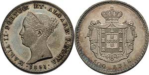 Portugal Maria II. 1834-1853 500 Reis 1851, ... 