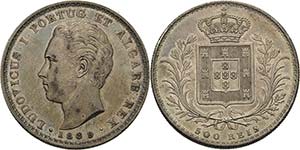 Portugal Ludwig I. 1861-1889 500 Reis 1889, ... 