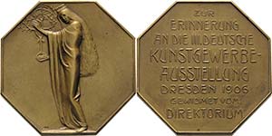 Dresden  Achteckige Bronzeplakette 1906 ... 