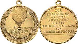 Luft- und Raumfahrt  Goldbronzemedaille 1897 ... 