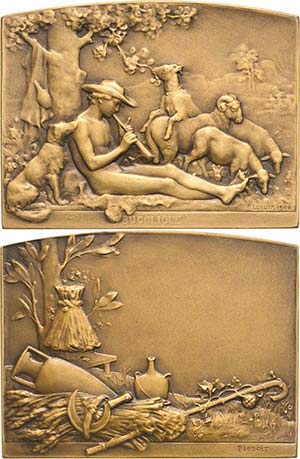 Jugendstil  Bronzeplakette 1904 (Pierre ... 