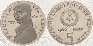 Gedenkmünzen Polierte Platte  5 Mark 1986. ... 