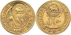Costa Rica  1/2 Escudo o.J. (1849/1857) Mit ... 