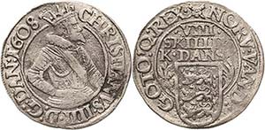 Dänemark Christian IV. 1588-1648 8 Skilling ... 