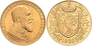 Liechtenstein Franz I. 1929-1938 10 Franken ... 