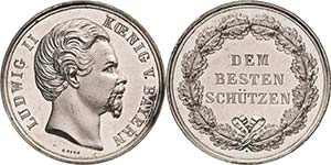 Bayern Ludwig II. 1864-1886 Silbermedaille ... 