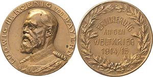 Bayern Ludwig III. 1913-1918 Bronzemedaille ... 