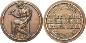 Dresden  Bronzegußmedaille 1910 (O. Döll / ... 