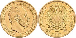 Preußen Wilhelm I. 1861-1888 20 Mark 1871 A ... 