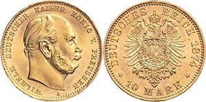 Preußen Wilhelm I. 1861-1888 10 Mark 1874 A ... 