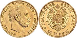 Preußen Wilhelm I. 1861-1888 10 Mark 1880 A ... 