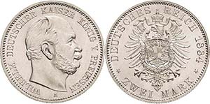 Preußen Wilhelm I. 1861-1888 2 Mark 1884 A  ... 