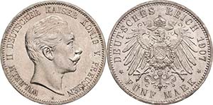 Preußen Wilhelm II. 1888-1918 5 Mark 1907 A ... 