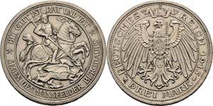 Preußen Wilhelm II. 1888-1918 3 Mark 1915 A ... 