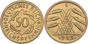 Kleinmünzen  50 Reichspfennig 1925 E  ... 