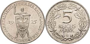 Gedenkausgaben  5 Reichsmark 1925 G ... 