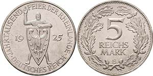 Gedenkausgaben  5 Reichsmark 1925 E ... 