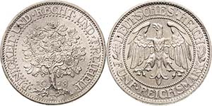 Gedenkausgaben  5 Reichsmark 1928 F Eichbaum ... 